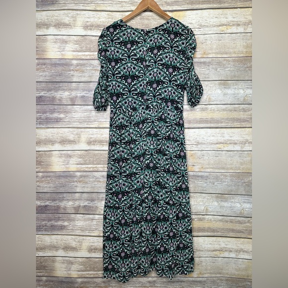 Ba&sh Rue Madame Fine Dress size 4 small green pattern ruched mesh sleeve - Picture 5 of 10